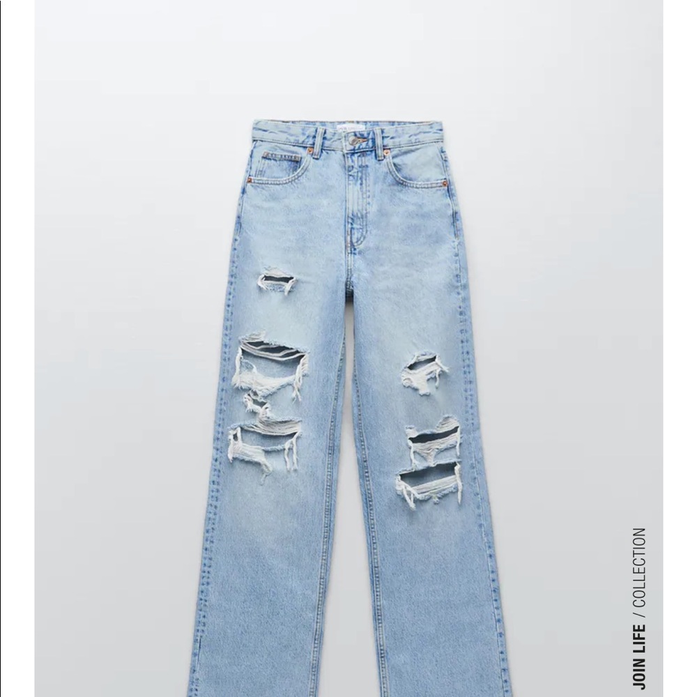 Zara ripped wide leg jeans